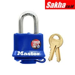 Master Lock 312D 1-916in (40mm) Wide Covered Laminated Steel Pin Tumbler Padlock; Blue