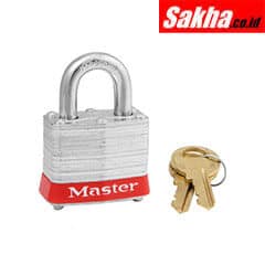Master Lock 3KARED Red Laminated Steel Safety Padlock, 1-916in (40mm) Wide with 34in (19mm) Tall Shackle, Keyed Alike