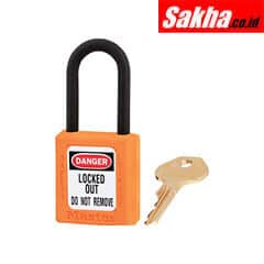 Master Lock 406ORJ Orange Dielectric Zenex™ Thermoplastic Safety Padlock, 1-12in (38mm) Wide with 1-12in (38mm) Tall Nylon Shackle