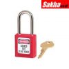 Master Lock 410KARED Red Zenex™ Thermoplastic Safety Padlock, 1-12in (38mm) Wide with 1-12in (38mm) Tall Shackle, Keyed Alike