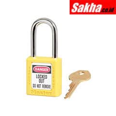 Master Lock 410KAYLW Yellow Zenex™ Thermoplastic Safety Padlock, 1-12in (38mm) Wide with 1-12in (38mm) Tall Shackle, Keyed Alike