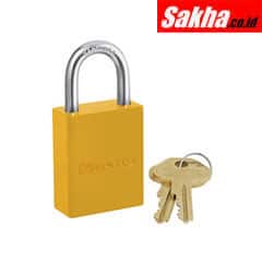 Master Lock 6835YLW Yellow Powder Coated Aluminum Safety Padlock, 1-12in (38mm) Wide with 1in (25mm) Tall Shackle