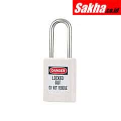 Master Lock S31WHT White Zenex™ Thermoplastic Safety Padlock, 1-38in (35mm) Wide with 1-12in (38mm) Tall Stainless Steel Shackle, Key Retaining