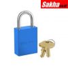 Master Lock 6835BLU Blue Powder Coated Aluminum Safety Padlock, 1-12in (38mm) Wide with 1in (25mm) Tall Shackle