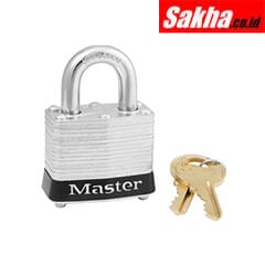 Master Lock 3BLK Black Laminated Steel Safety Padlock, 1-916in (40mm) Wide with 34in (19mm) Tall Shackle