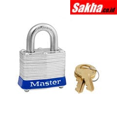 Master Lock 3BLU Blue Laminated Steel Safety Padlock, 1-916in (40mm) Wide with 34in (19mm) Tall Shackle