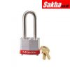 Master Lock 3LHRED Red Laminated Steel Safety Padlock, 1-916in (40mm) Wide with 2in (51mm) Tall Shackle