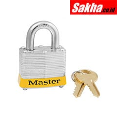 Master Lock 3YLW Yellow Laminated Steel Safety Padlock, 1-916in (40mm) Wide with 34in (19mm) Tall Shackle