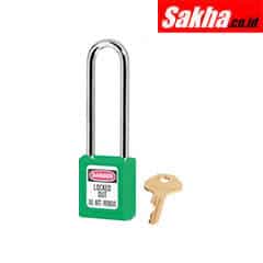 Master Lock 410LTGRN Green Zenex™ Thermoplastic Safety Padlock, 1-12in (38mm)with 3in (76mm) Shackle
