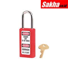 Masteer Lock 411RED Red Zenex™ Thermoplastic Safety Padlock, 1-12in (38mm) Wide with 1-12in (38mm) Tall Shackle