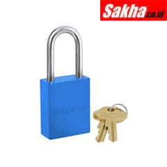 Master Lock 6835LFBLU Blue Powder Coated Aluminum Safety Padlock, 1-12in (38mm) Wide with 1-12in (38mm) Tall Shackle
