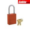 Master Lock 6835LFORJ Orange Powder Coated Aluminum Safety Padlock, 1-12in (38mm) Wide with 1-12in (38mm) Tall Shackle