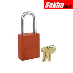 Master Lock 6835LFORJ Orange Powder Coated Aluminum Safety Padlock, 1-12in (38mm) Wide with 1-12in (38mm) Tall Shackle