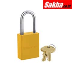 Master Lock 6835LFYLW Yellow Powder Coated Aluminum Safety Padlock, 1-12in (38mm) Wide with 1-12in (38mm) Tall Shackle