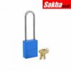 Master Lock 6835LTBLU Blue Powder Coated Aluminum Safety Padlock, 1-12in (38mm) Wide with 3in (76mm) Tall Shackle