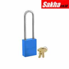 Master Lock 6835LTBLU Blue Powder Coated Aluminum Safety Padlock, 1-12in (38mm) Wide with 3in (76mm) Tall Shackle