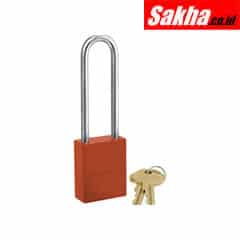 Master Lock 6835LTORJ Orange Powder Coated Aluminum Safety Padlock, 1-12in (38mm) Wide with 3in (76mm) Tall Shackle
