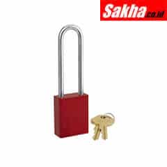 Master Lock 6835LTRED Red Powder Coated Aluminum Safety Padlock, 1-12in (38mm) Wide with 3in (76mm) Tall Shackle