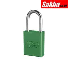 Master Lock A1106GRN Green Anodized Aluminum Safety Padlock, 1-12in (38mm) Wide with 1-12in (38mm) Tall Shackle