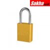 Master Lock A1106YLW Yellow Anodized Aluminum Safety Padlock, 1-12in (38mm) Wide with 1-12in (38mm) Tall Shackle