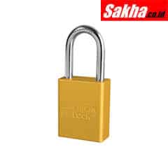 Master Lock A1106YLW Yellow Anodized Aluminum Safety Padlock, 1-12in (38mm) Wide with 1-12in (38mm) Tall Shackle
