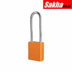 Master Lock A1107ORJ Orange Anodized Aluminum Safety Padlock, 1-12in (38mm) Wide with 3in (76mm) Tall Shackle