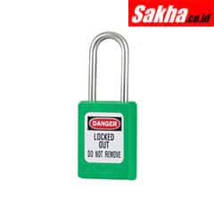 Master Lock S31GRN Green Zenex™ Thermoplastic Safety Padlock, 1-38in (35mm) Wide with 1-12in (38mm) Tall Stainless Steel Shackle, Key Retaining