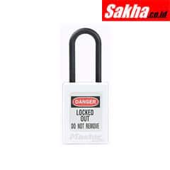 Master Lock S32WHT White Dielectric Zenex™ Thermoplastic Safety Padlock, 1-38in (35mm) Wide with 1-12in (38mm) Tall Nylon Shackle, Non-Key Retaining