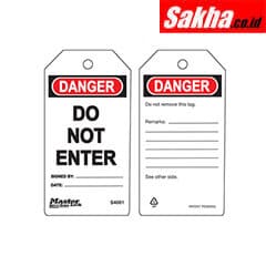 Master Lock S4001 Danger Do Not Enter - Safety Tag