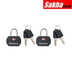 Master Lock 4681TBLK 1-14in 32mm Wide Solid Metal TSA-Accepted Luggage Lock; Black; 2 Pack
