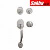 Handleset with Ball Style Knob Interior and Single Cylinder Deadbolt Combo Pack Satin Nickel