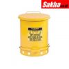 Justrite 09501 - 14 Gallon (52L) Oily Waste Can With Foot Operated Cover Yellow