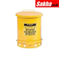 Justrite 09501 - 14 Gallon (52L) Oily Waste Can With Foot Operated Cover Yellow