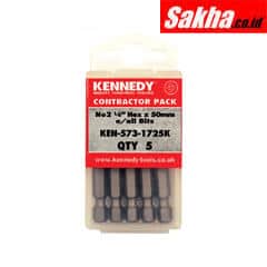 Kennedy KEN5731725K No.2 S/DR S/DVR BIT 1/4 Inch HEX L/S (PK 5)