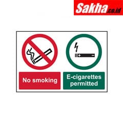 Sitesafe SSF9649075K No Smoking E-Cigarettes Permitted Rigid PVC Sign - 300 x 200mm