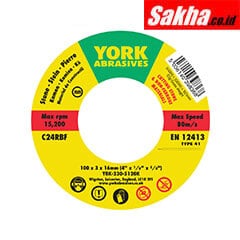 York YRK2305120K 100x3x16mm C24RBF Stone Cutting Disc, Type 41 - Pack of 10