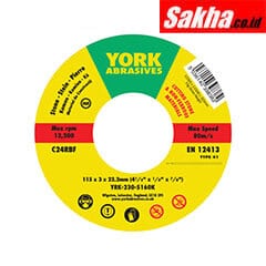 York YRK2305160K 115x3x22.23mm C24RBF Stone Cutting Disc Type 41 - Pack of 10