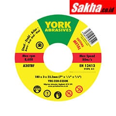 York YRK2305250K 180x3x22mm A30-T BF type 41 Reinforced Cutting disc - Pack of 5
