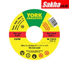 York YRK2305260K 180x3x22 23mm C24TBF Stone Cutting Disc Type 41 - Pack of 5