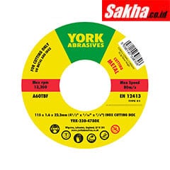 York YRK2304780K 115x1 6x22 23mm A60TBF Inox Thin Reinforced Cutting Discs - Type 41 - Pack of 10