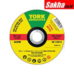 York YRK2304800K 125x1x22 23mm A60TBF Inox Thin Reinforced Cutting Discs - Type 41 - Pack of 10
