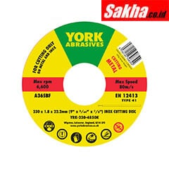 York YRK2304850K 230x1 8x22 23mm A36SBF Inox Thin Reinforced Cutting Discs - Type 41