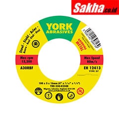 York YRK2300250K 100x5x16mm A30RBF DPC Grinding Disc Type 27 - Pack of 5