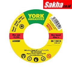 York YRK2300260K 100x6x16mm A30RBF DPC Grinding Disc Type 27 - Pack of 5