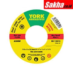 York YRK2300300K 115x5x22 23mm A30RBF DPC Grinding Disc Type 27 - Pack of 5