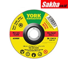 York YRK2300350K 125x6x22 23mm A30RBF DPC Grinding Disc Type 27 - Pack of 5