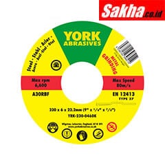 York YRK2300460K 230x6x22 23mm A30RBF DPC Grinding Disc Type 27