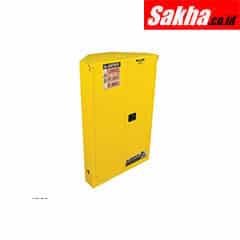 Justrite SURE-GRIP® EX CORNER FLAMMABLE SAFETY CABINET 45 Gallon, 2 SELF-CLOSE DOORS, Yellow
