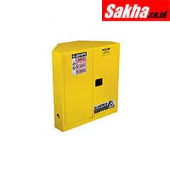 Justrite SURE-GRIP® EX CORNER FLAMMABLE SAFETY CABINET 30 Gallon, 2 MANUAL-CLOSE DOORS, Yellow