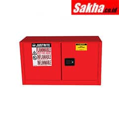 Justrite Sure-Grip® EX Piggyback Flammable Safety Cabinet 17 Gallon, 2 Self-Close Doors, Red